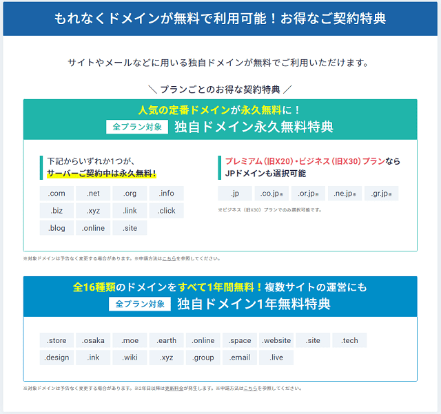 エックスサーバーは独自ドメインが永久無料！