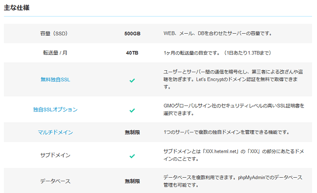 ヘテムルのプランは 1プランのみ